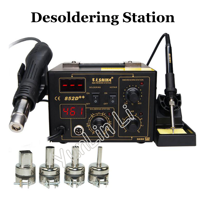 Smd Rework Station Hot Air Soldering 2 In 1 - ハイパワーデジタルディスプレイはんだ除去ステーション,SMDリワークステーション,熱風銃,はんだ付けステーション,220v,110v,852d plus,2 in 1