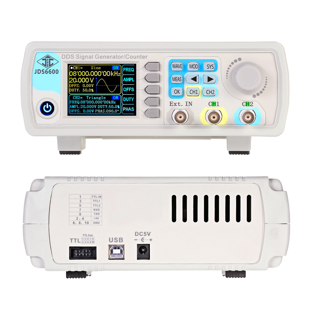 Dual Channel Arbitrary Waveform Function Generator 60Mhz - JDS6600 15/30/40/50/60MHz DDS 機能信号発生器デュアル/2 チャンネル周波数計任意波形パルススイープカウンター