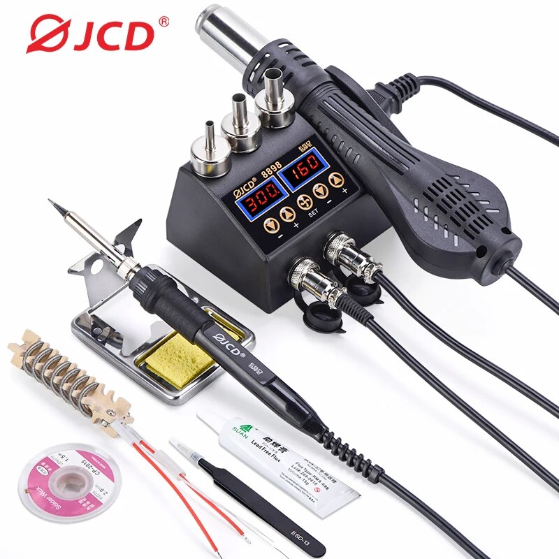 Smd Rework Station Hot Air Soldering 2 In 1 - はんだ付けステーションJCD-8898 W, 2 in 1,はんだごて,熱風ガン,電話,bga,smd,修理ツール用のリワーク溶接ステーション