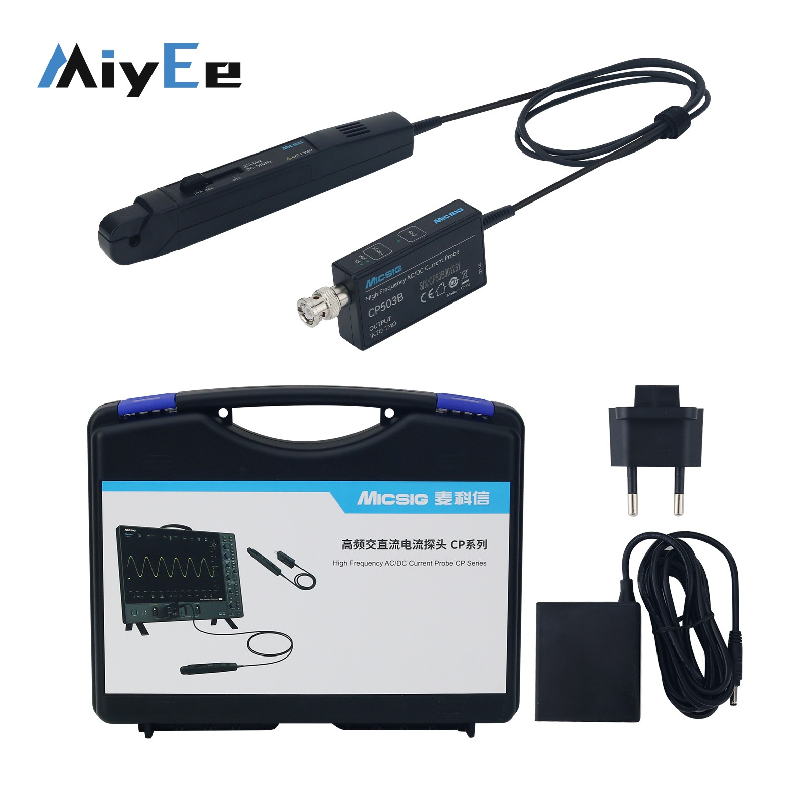 Current Probe Ac Dc 50Mhz Oscilloscope - Micsig CP503B 50MHz 5A/30A デュアルレンジ高周波AC/DC電流プローブ（BNCコネクタ付き、オシロスコープ用）