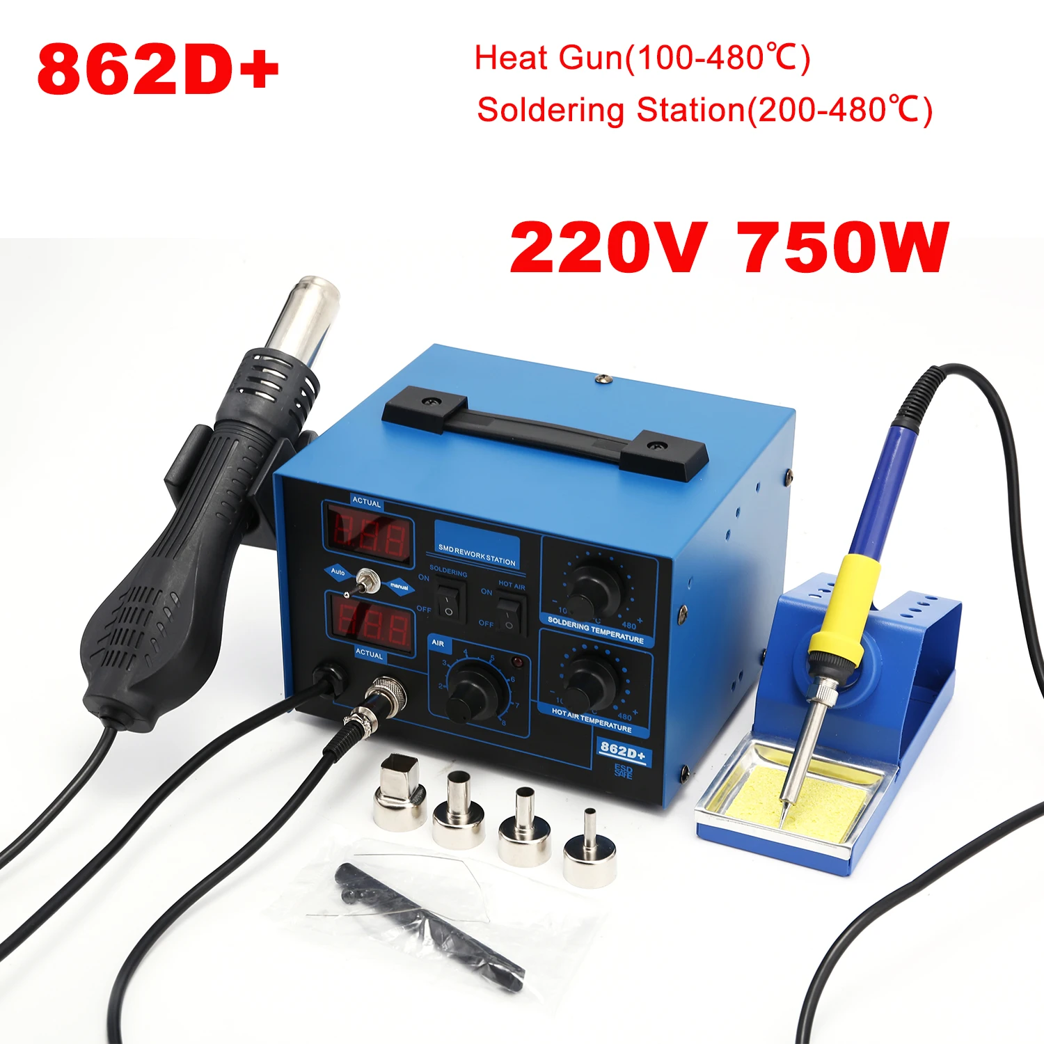 Smd Rework Station Hot Air Soldering 2 In 1 - 862D+ はんだ付けステーション 2 in 1 BGAリワークステーション