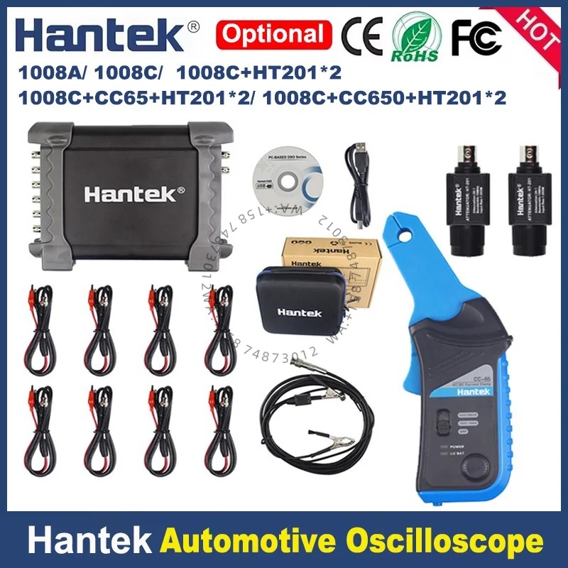Automotive Diagnostic Oscilloscope 8 Channel - Hantek 1008c 車両診断機器 +HT201 HT25 CC-65