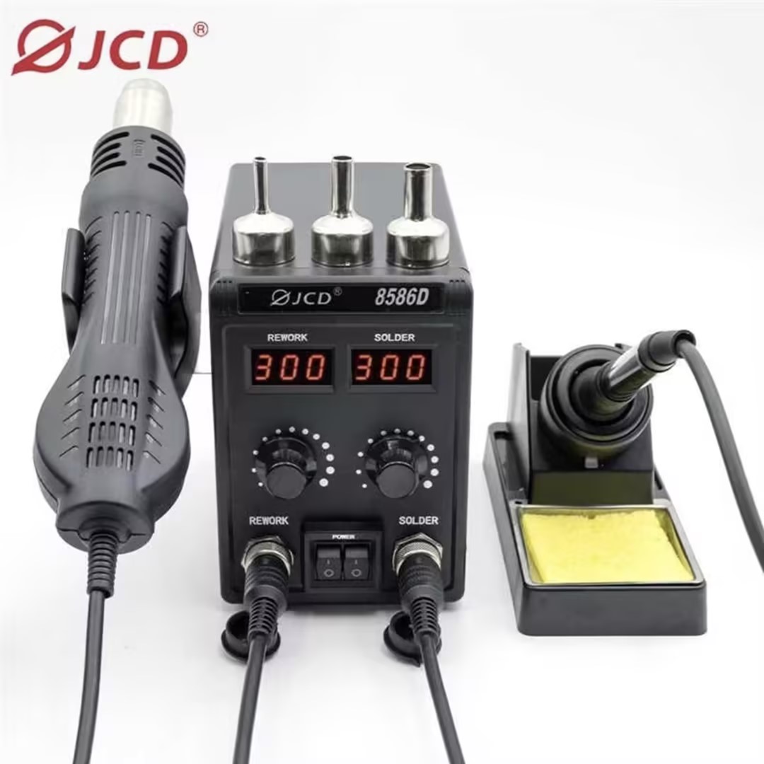 Smd Rework Station Hot Air Soldering 2 In 1 - JCD 8586D 2-in-1 はんだステーションホットエアガン LCD デュアルデジタルディスプレイ電気はんだごて