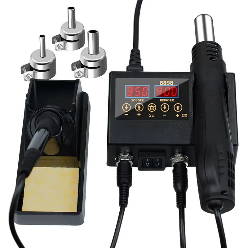60W LEDデジタルディスプレイ熱風はんだごて 2 in  - Smd Rework Station Hot Air Soldering 2 In 1 のレビューと価格