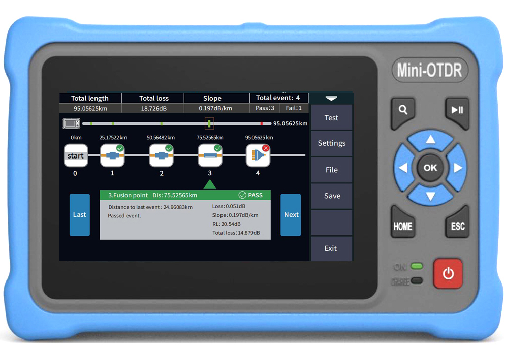 4.3 インチタッチスクリーンミニ OTDR 1310/15 - Optical Time Domain Reflectometer Otdr 1310 1550Nm のレビューと価格
