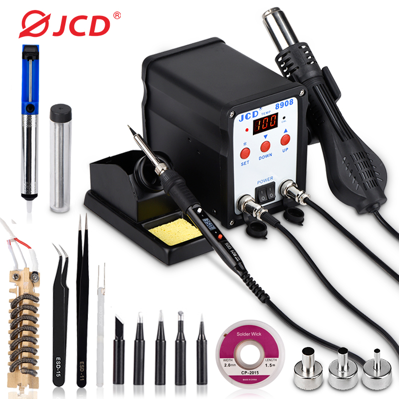 Jcd-熱風ガン付きはんだ付けステーション,はんだ修理機,L - Smd Rework Station Hot Air Soldering 2 In 1 のレビューと価格