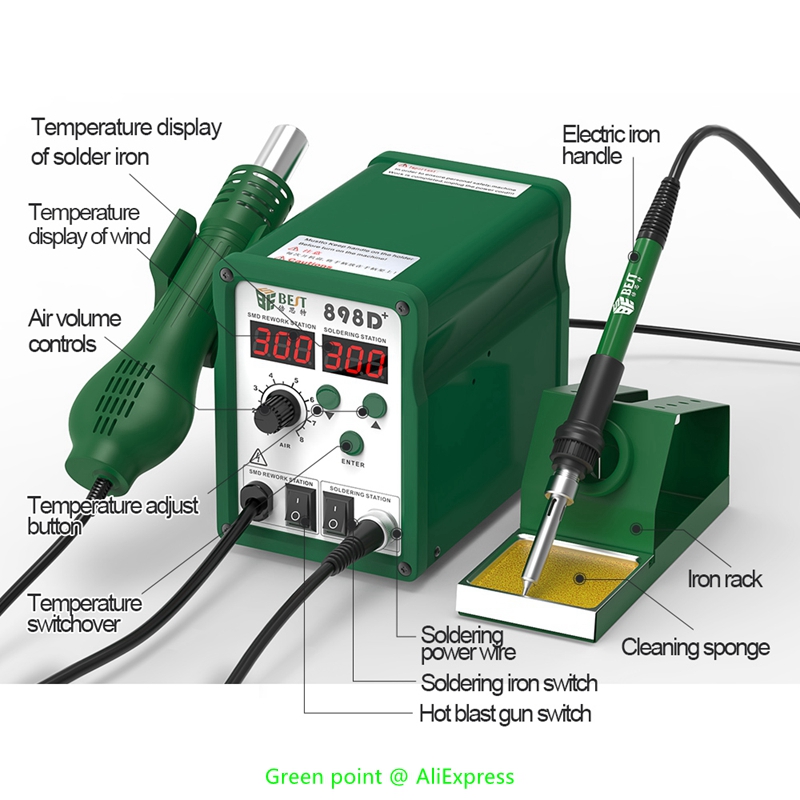 はんだごて付きインテリジェント2-in-1熱風ガン,BST- - Smd Rework Station Hot Air Soldering 2 In 1 のレビューと価格
