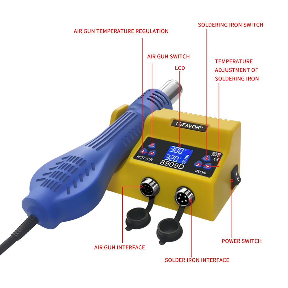 2 in 1 デジタルはんだステーション、はんだごて + ホ - Smd Rework Station Hot Air Soldering 2 In 1 のレビューと価格