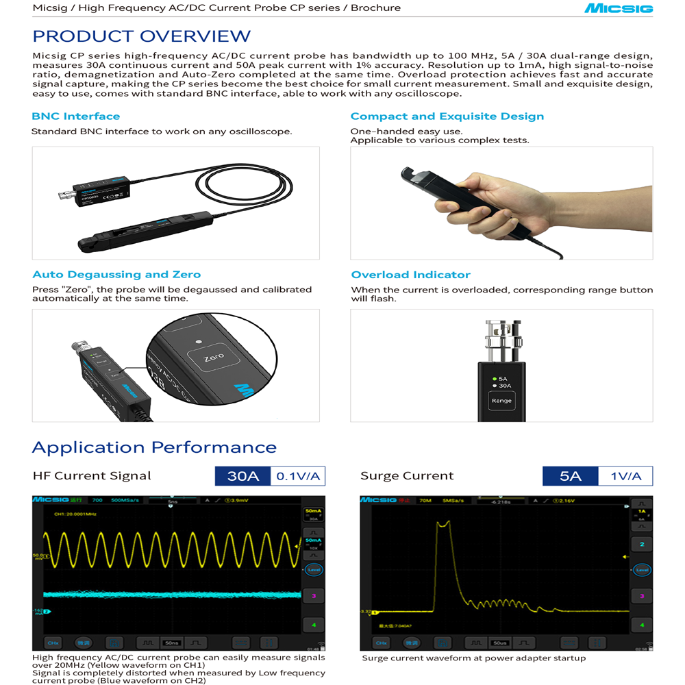 Micsig CP1003B CP503B 高周波 AC/D - Current Probe Ac Dc 50Mhz Oscilloscope のレビューと価格