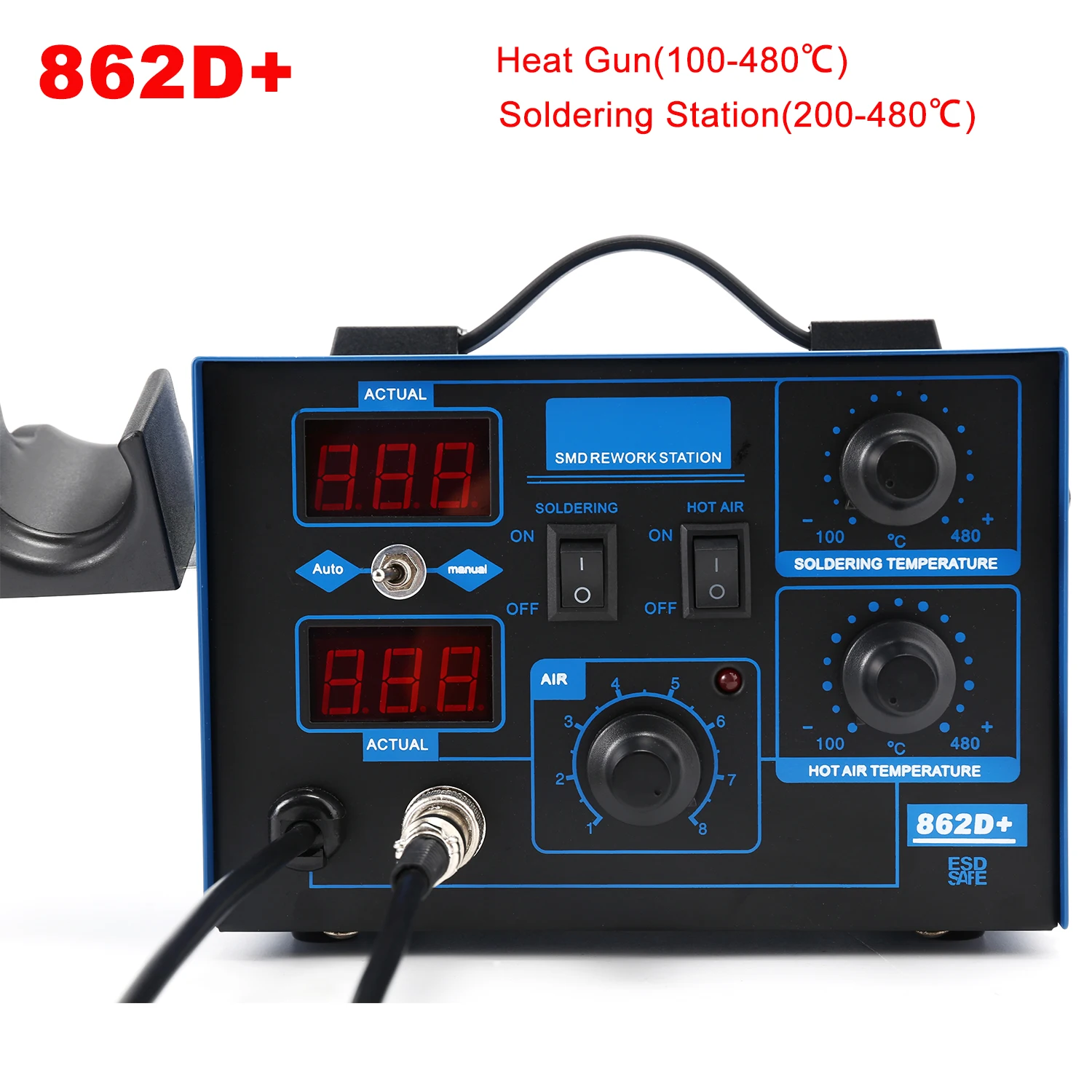 862D+ はんだ付けステーション 2 in 1 BGAリワ - Smd Rework Station Hot Air Soldering 2 In 1 のレビューと価格