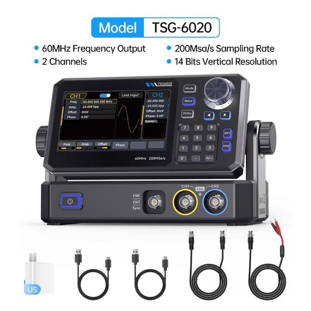 TSG6020 60MHz デュアルチャンネル機能信号発生器 - Dual Channel Arbitrary Waveform Function Generator 60Mhz のレビューと価格